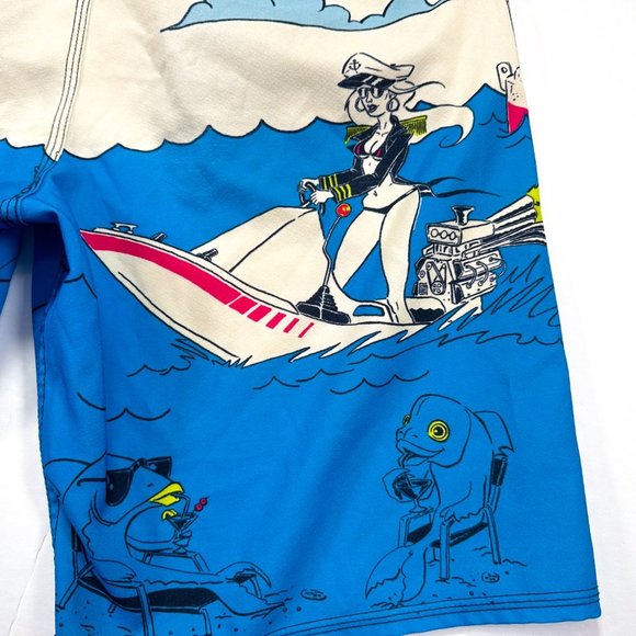 Quiksilver Lake Haveabrew Board Shorts 32 Boats Jetski Shrimp Sexy Girls Yacht - Picture 11 of 11